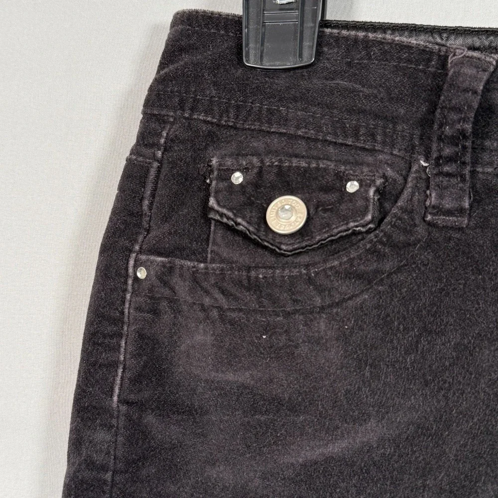 Limited Too Girl Y2K Black Corduroy Pants 12R Rhinestones Cool Snap Pockets‎